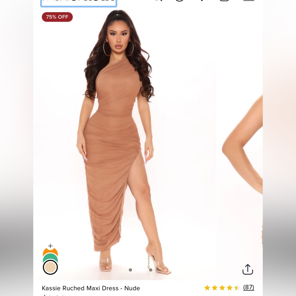 Ruched Maxi Dress - Tan from FashionNova